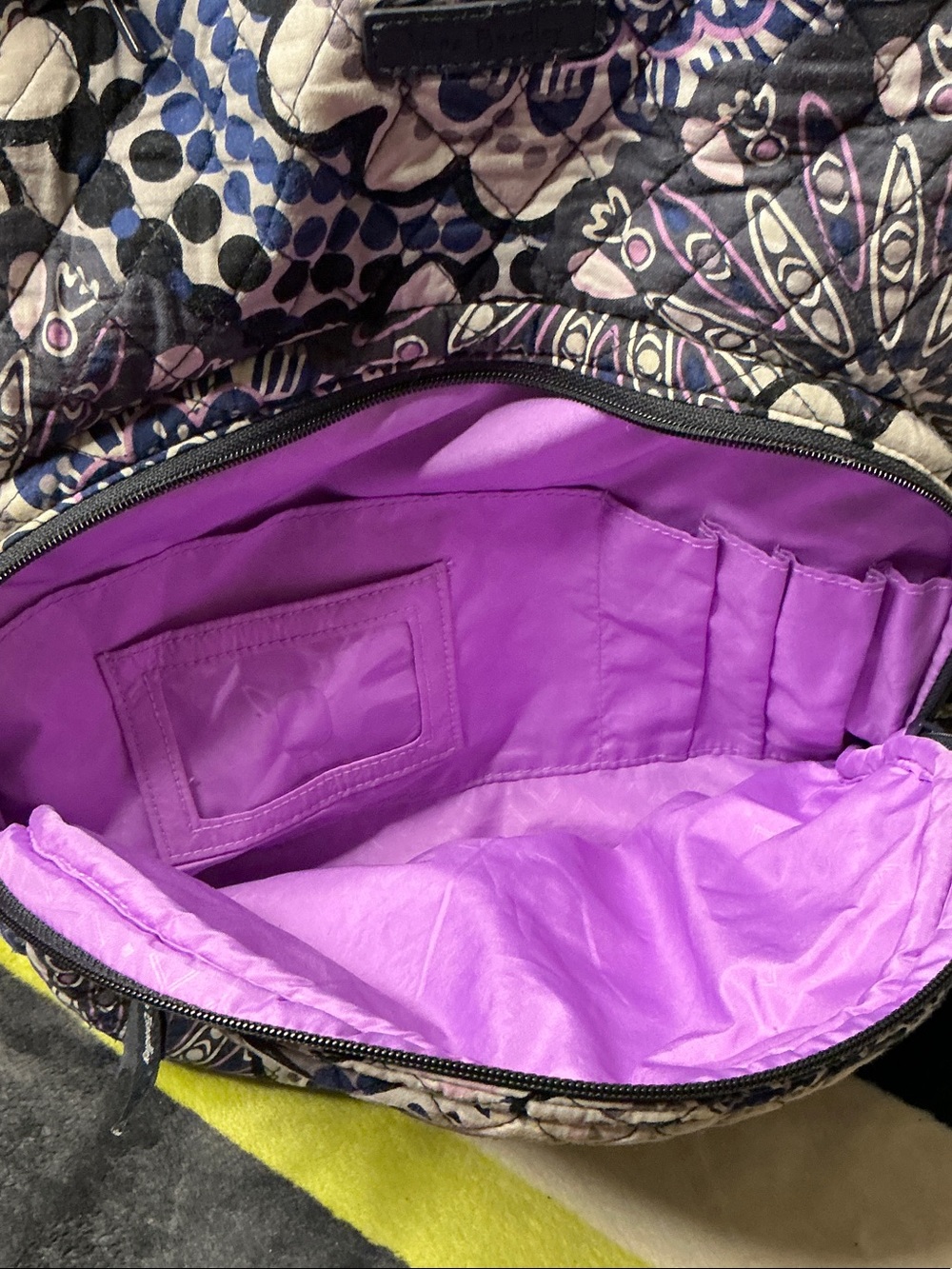 Vera Bradley Quilted Paisley Backpack and Cosmetic Case in Purple and Cream - Picture 8 of 16